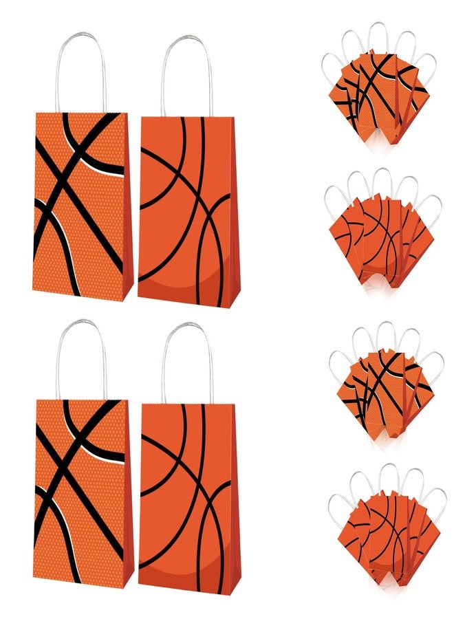 Qpout 12 Pack Basketball Gift Bags Bulk, Basketball Goodie Treats Bag for Team Snacks, Girls Boys Basketball Team Bag, Basketball Party Favors Bags for Birthday, Paper Candy Bags - Image 1